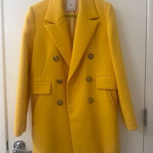 Mango Vibrant Yellow Pea Coat